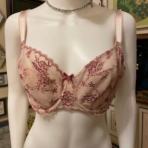Freya Offbeat Decadence Bra Pink/Red Floral Lace Underwired Size 30K (8D)